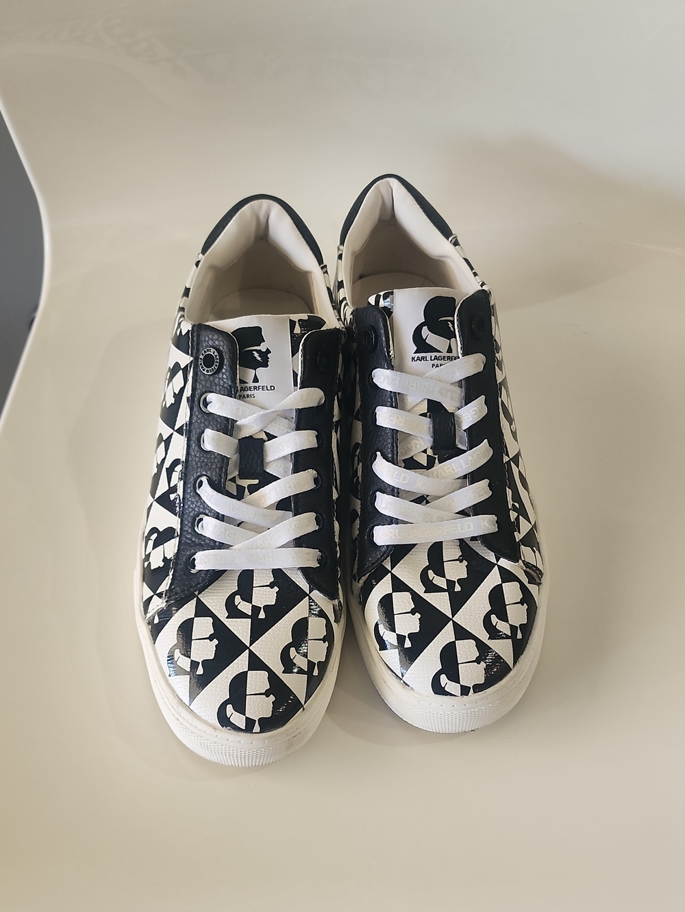 Karl Lagerfeld Black & White Checker Logo Sneakers